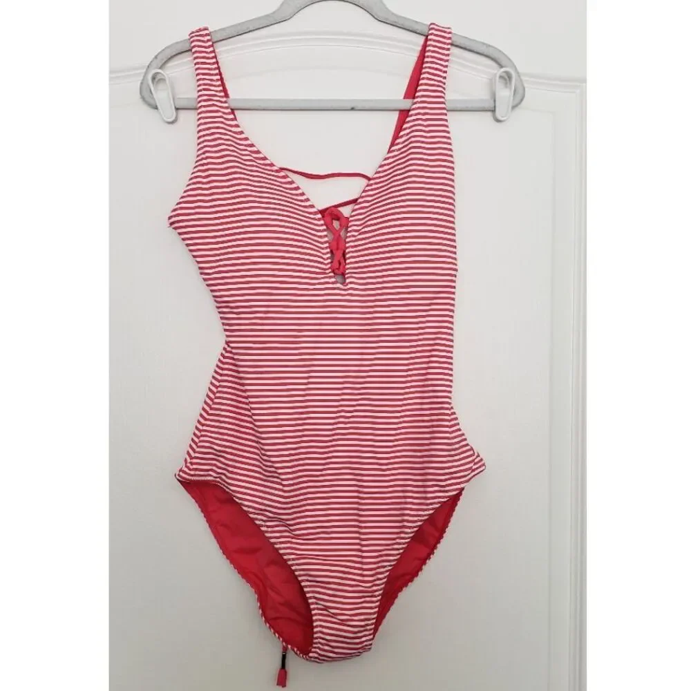 Tommy Bahama Breaker Bay Reversible‎ Lace Back One-piece SPF50 SZ 14 Beach